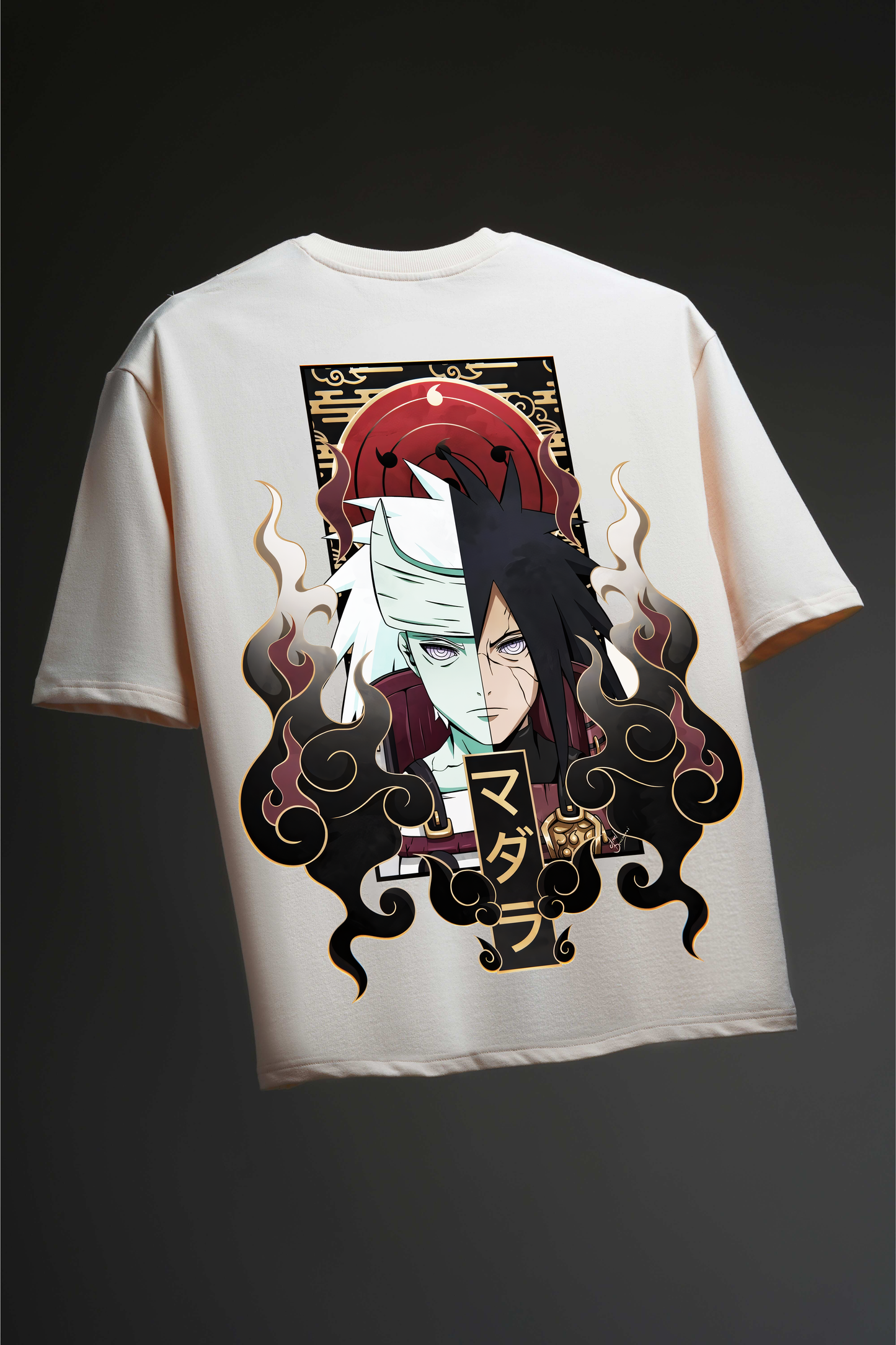 Madara Uchiha Beige Tshirt (Oversized Fit)