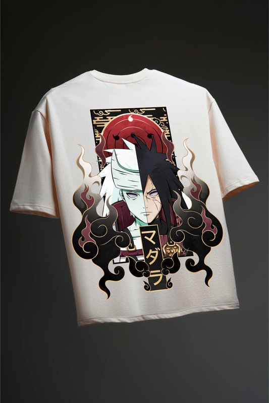 Madara Uchiha Beige Tshirt (Oversized Fit)