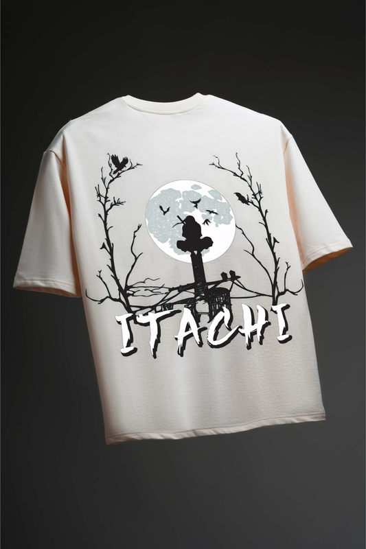 Itachi Uchiha Beige Tshirt (Oversized Fit)