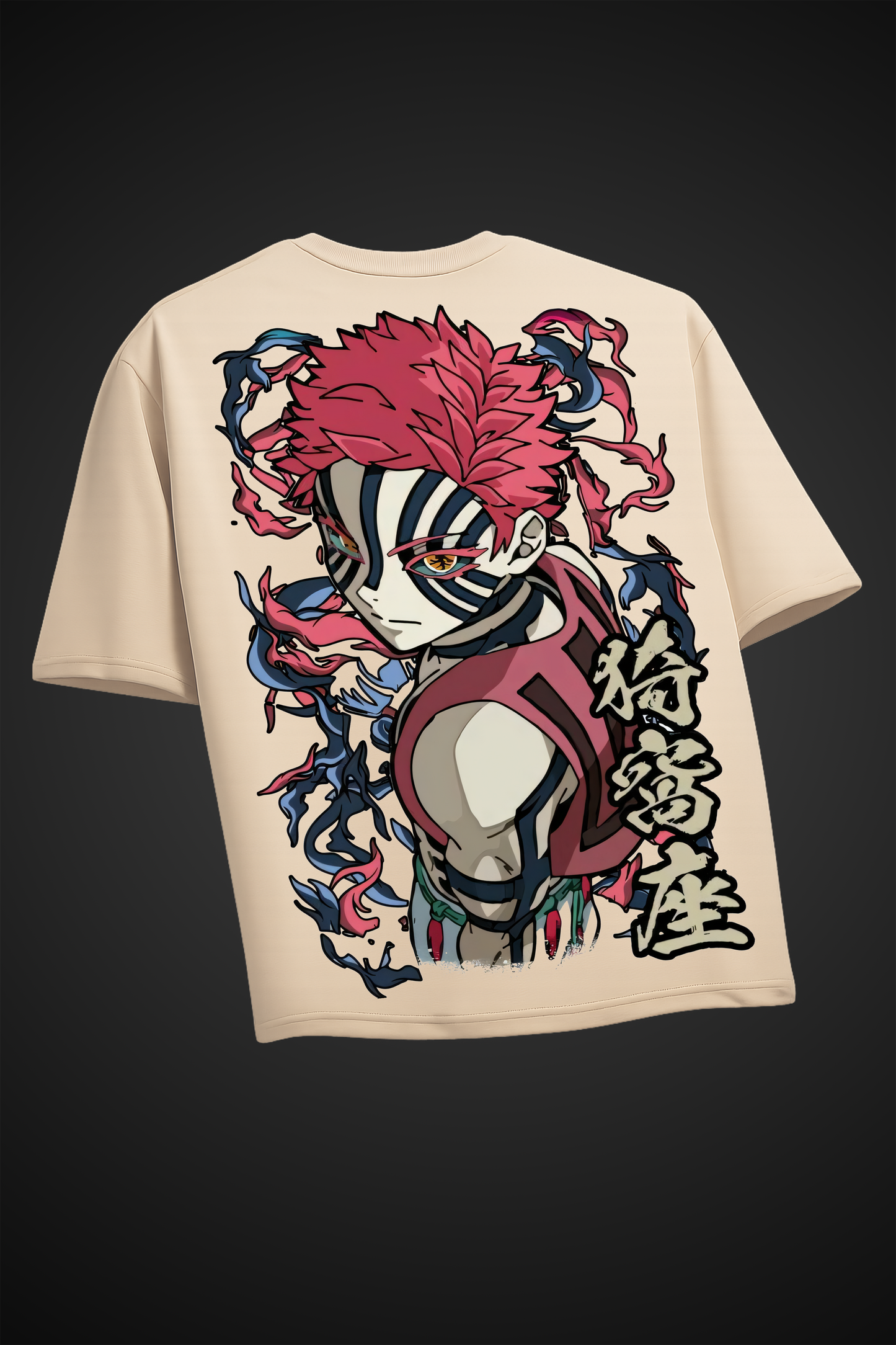 Demon Slayer Akaza Beige Oversized Tee