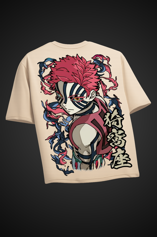 Demon Slayer Akaza Beige Oversized Tee