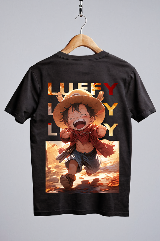 Chibi Luffy Tshirt (Black) (Oversized Fit)