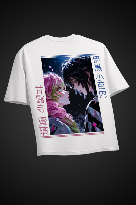Mitsuri And Obanai White Oversized Tee