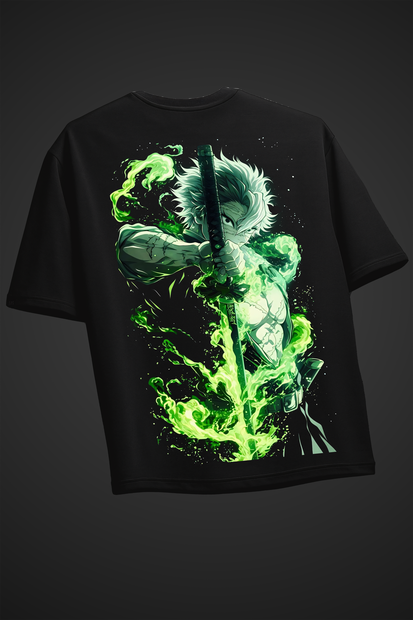 Demon Slayer Sanemi Black Oversized Tee