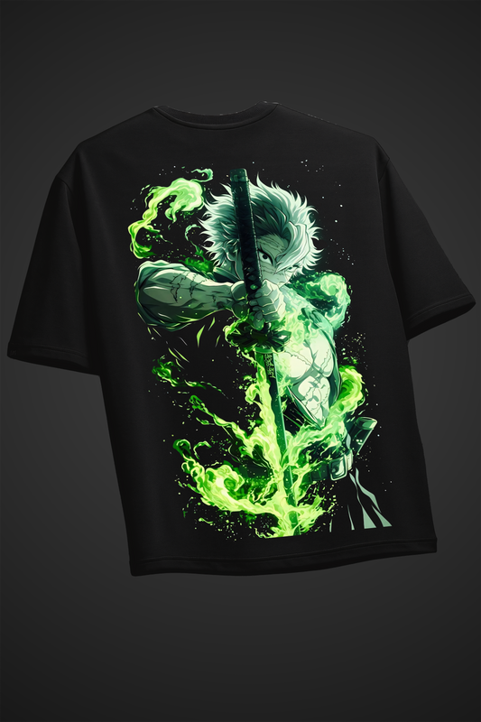 Demon Slayer Sanemi Black Oversized Tee